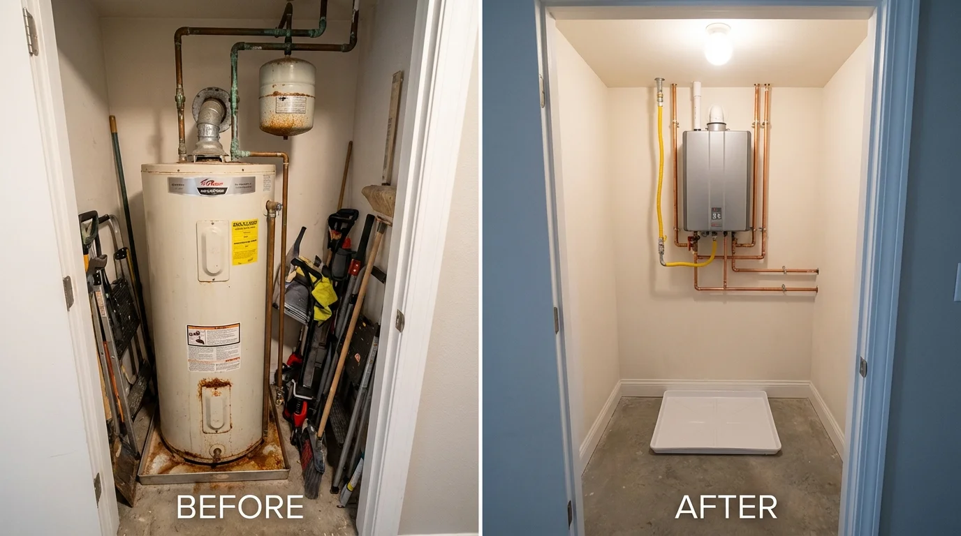 Tank water heater versus wall-mounted tankless unit comparison for Smiths Station, AL homeowners